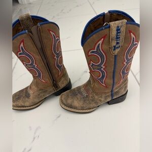 Twister Kids Brown and Blue Western Boots size 9 like new condition worn 2x
